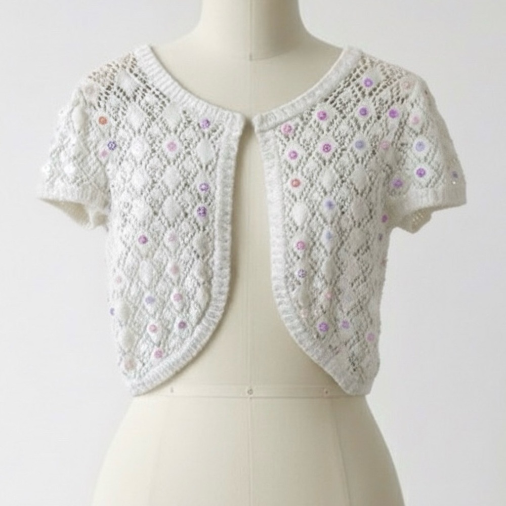 NWOT sequin crochet cardigan